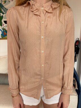 APC Women's Pink Long-Sleeve Ruffle Spring Top